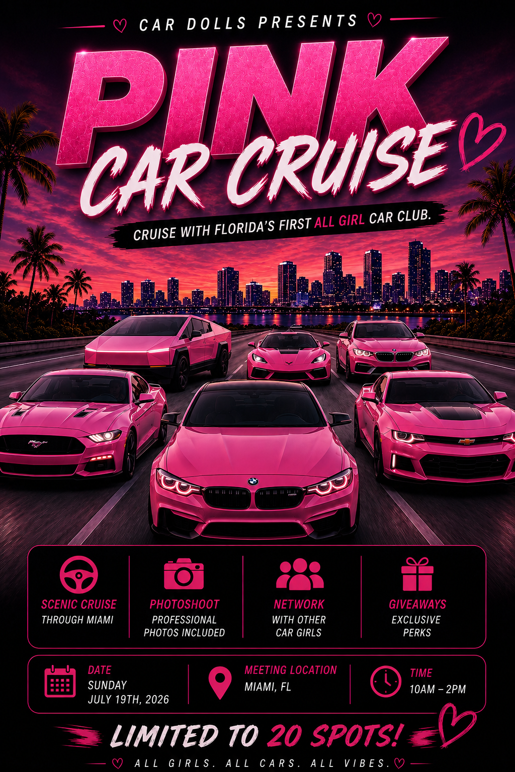 Miami Pink Car Cruise 7/19